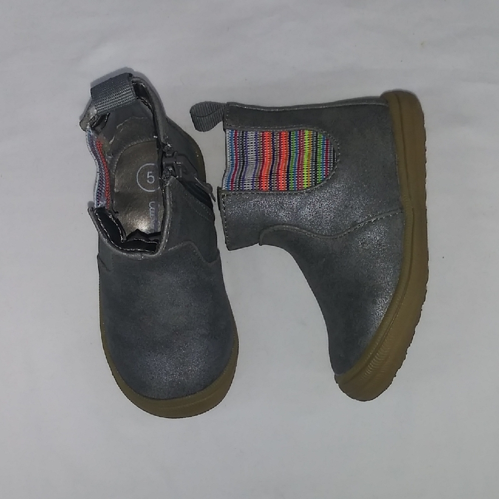 Gray Kids Shoes with Rainbow Accents